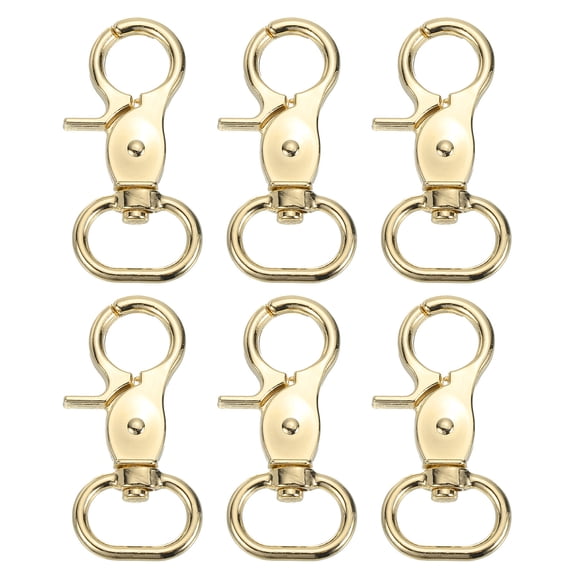 Uxcell 6 Pack Swivel Snap Hook, 20mm(3/4") Trigger Snap Heavy Duty Metal Lobster Claw Clasp Lanyard Clips for Straps Bags Belting Leathercraft, Light Gold