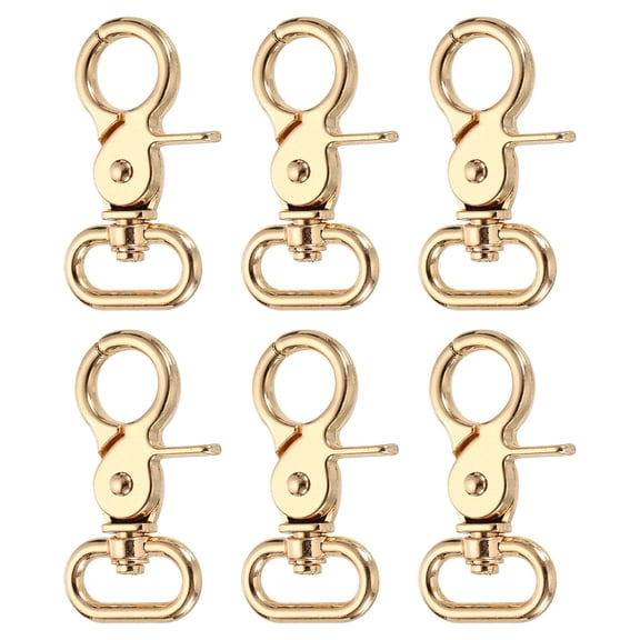 Uxcell 6 Pack Swivel Snap Hook, 20mm(3/4") Trigger Snap Heavy Duty Zinc Alloy Metal Lobster Claw Clasp Lanyard Clips for Straps Bags Belting Leathercraft, Light Gold