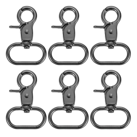Uxcell 6 Pack Swivel Snap Hook, 25mm(1") Trigger Snap Heavy Duty Metal Lobster Claw Clasp Lanyard Clips for Straps Bags Belting Leathercraft, Gun Black