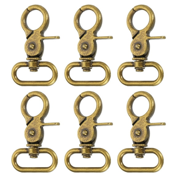 Uxcell 6 Pack Swivel Snap Hook, 25mm(1") Trigger Snap Heavy Duty Zinc Alloy Metal Lobster Claw Clasp Lanyard Clips for Straps Bags Belting Leathercraft, Bronze