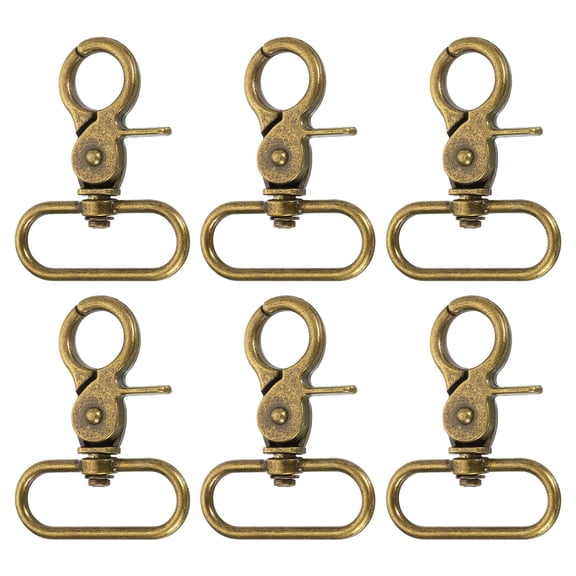 Uxcell 6 Pack Swivel Snap Hook, 38mm(1 1/2") Trigger Snap Heavy Duty Zinc Alloy Metal Lobster Claw Clasp Lanyard Clips for Straps Bags Belting Leathercraft, Bronze