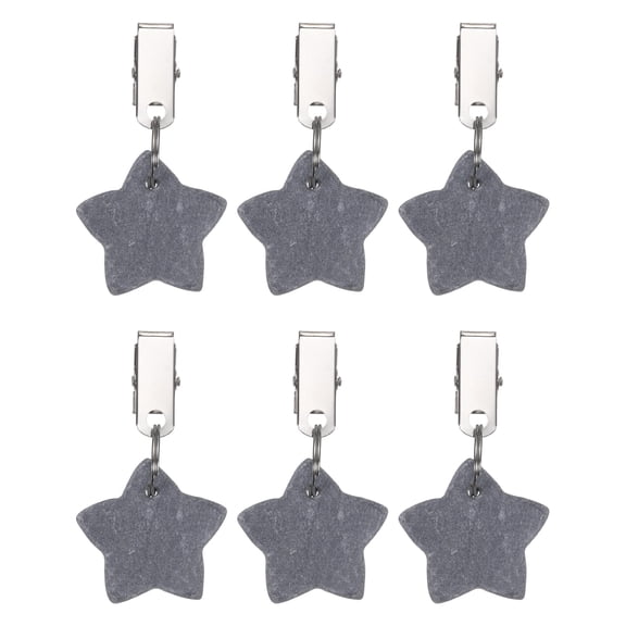 Uxcell 6 Pack Tablecloth Weights, Marble Table Cover Weights with Metal Clips, Star Shape Stone Tablecloth Pendant 4 x 4cm for Outdoor Party Picnic Garden Table Decoration, Gray