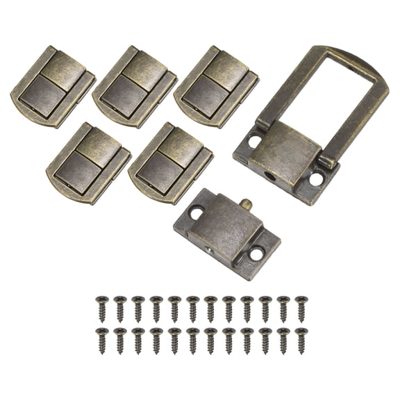 Uxcell 6-Pack Toggle Catch Latch Lock, 1.18 x 1 In Metal Hasp Latches Decorative Clasp with Screws for Jewelry Case [Bronze]