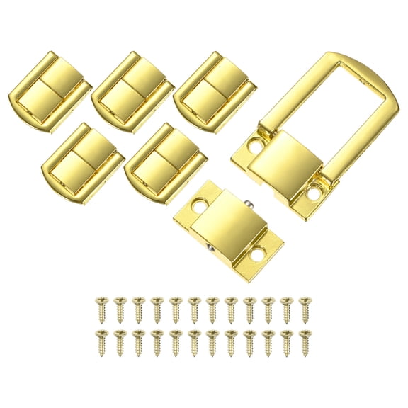Uxcell 6-Pack Toggle Catch Latch Lock, 1.18 x 1 In Metal Hasp Latches Decorative Clasp with Screws for Jewelry Case [Gold Tone]
