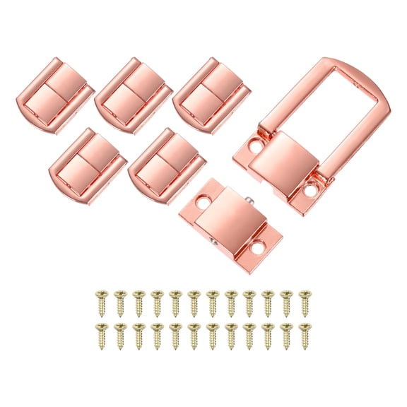 Uxcell 6-Pack Toggle Catch Latch Lock, 1.18 x 1 In Metal Hasp Latches Decorative Clasp with Screws for Jewelry Case [Rose Gold]