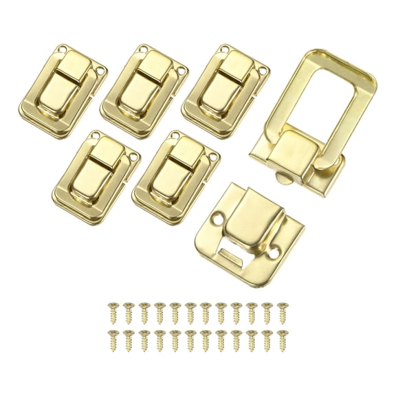 Uxcell 6-Pack Toggle Catch Latch Lock, 1.38 x 0.94 In Metal Hasp Latches Decorative Clasp with Screws for Jewelry Case [Yellow]