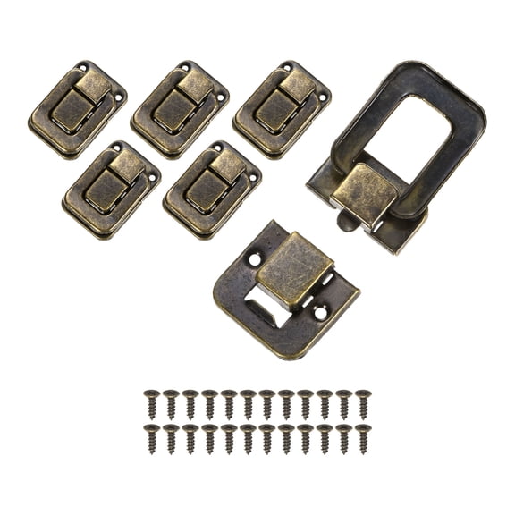 Uxcell 6-Pack Toggle Catch Latch Lock, 1.57 x 1.06 In Metal Hasp Latches Decorative Clasp with Screws for Jewelry Case [Bronze]