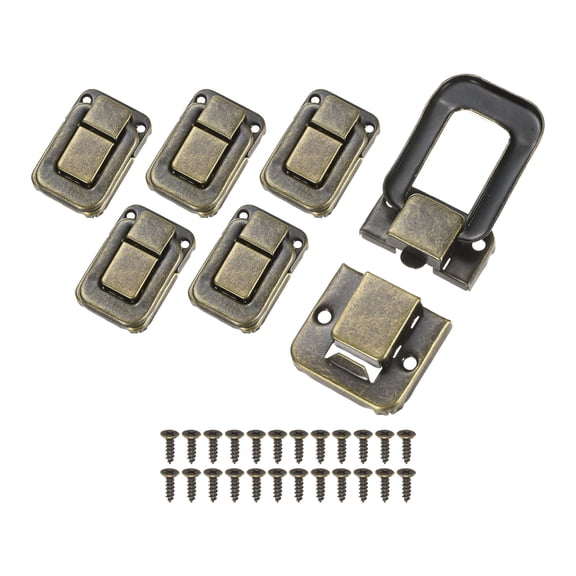Uxcell 6-Pack Toggle Catch Latch Lock, 1.89 x 1.26 In Metal Hasp Latches Decorative Clasp with Screws for Jewelry Case [Bronze]