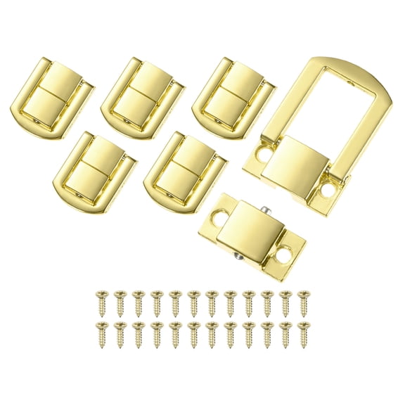 Uxcell 6-Pack Toggle Catch Latch Lock, 1 x 0.78 In Metal Hasp Latches Decorative Clasp with Screws for Jewelry Case [Bright Gold]