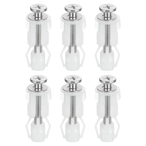 Uxcell 6 Pack Toilet Seat Hinge Screw, Stainless Steel M6 Universal Toilet Seat Screws 1.6" Expanding Plastic Bolt with 0.55" Gasket for Toilet Seat Replacement Parts