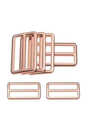 6-Pack Tri Glide Metal Buckles, 1-1/2 Inch Zinc Alloy Slider Belt Strap Adjuster Webbing Strap Buckles [Rose Gold]