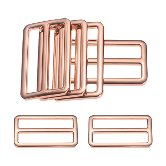Uxcell 6-Pack Tri Glide Metal Buckles, 1-1/2 Inch Zinc Alloy Slider Belt Strap Adjuster Webbing Strap Buckles [Rose Gold]