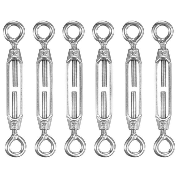 Uxcell 6-Pack Turnbuckle Eye and Eye, M4 Stainless Steel Heavy Turnbuckles Wire Rope Tension Adjustable Tension