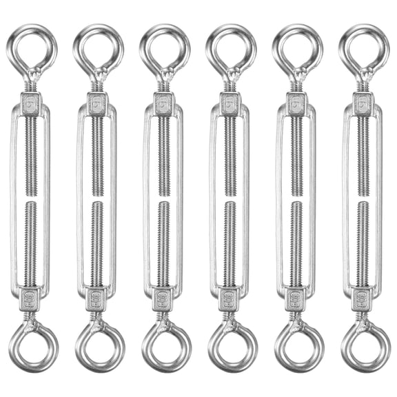 Uxcell 6-Pack Turnbuckle Eye and Eye, M6 Stainless Steel Heavy Turnbuckles Wire Rope Tension Adjustable Tension