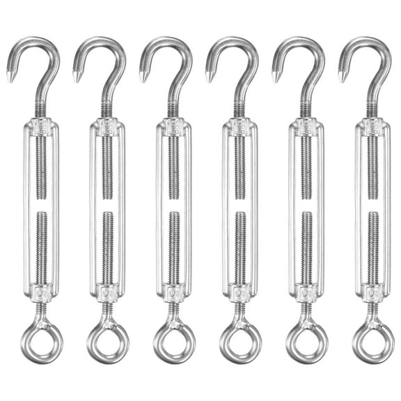 Uxcell 6-Pack Turnbuckle Hook and Eye, M5 Stainless Steel Heavy Turnbuckles Wire Rope Tension Adjustable Tension
