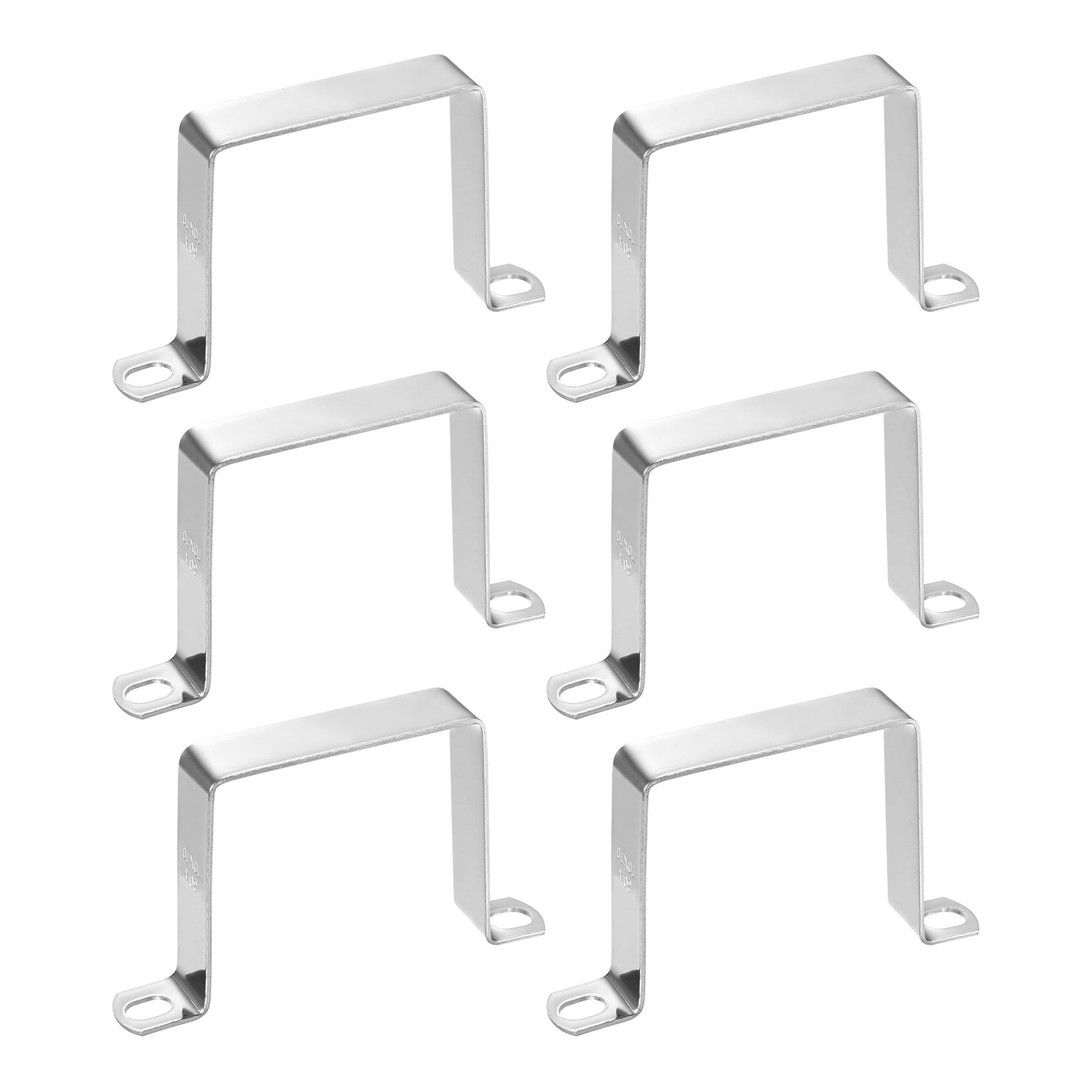 Uxcell 6-Pack U Shaped Connector Bracket, 70x70mm 304 Stainless Steel Square Pipe Clamp for Door Closed Bar Holder Strut Channel