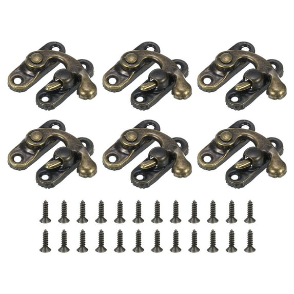 Uxcell 6 Pack Vintage Lock Clasp, 27 x 32mm Mini Swing Arm Right Clasp Latch, Bronze