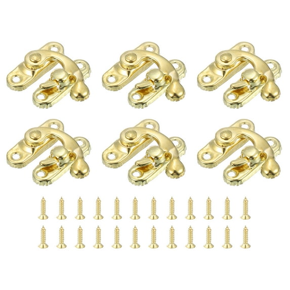 Uxcell 6 Pack Vintage Lock Clasp, 27 x 32mm Mini Swing Arm Right Clasp Latch, Gold
