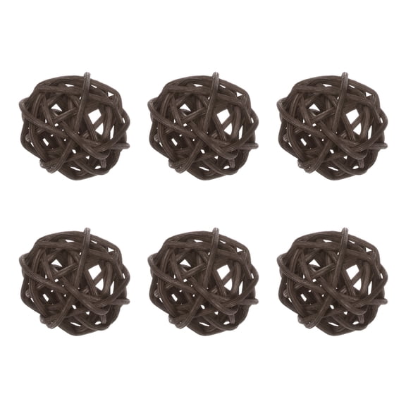 Uxcell 6-Pack Wicker Rattan Balls 30mm/1.2 Inch Decorative Rattan Balls for Christmas Weddings Thanksgiving Brown