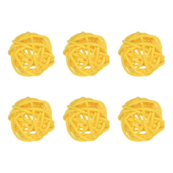 Uxcell 6-Pack Wicker Rattan Balls 30mm/1.2 Inch Decorative Rattan Balls for Christmas Weddings Thanksgiving Yellow