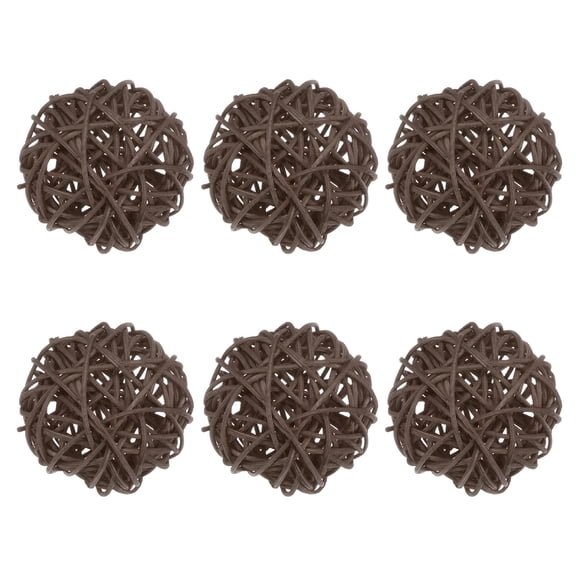 Uxcell 6-Pack Wicker Rattan Balls 60mm/2.4 Inch Decorative Rattan Balls for Christmas Weddings Thanksgiving Brown