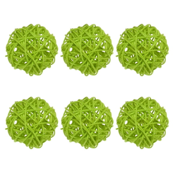 Uxcell 6-Pack Wicker Rattan Balls 60mm/2.4 Inch Decorative Rattan Balls for Christmas Weddings Thanksgiving Green