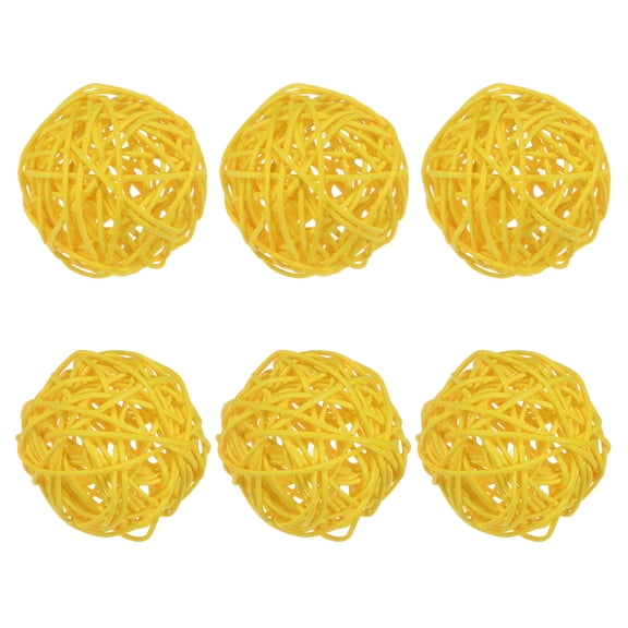 Uxcell 6-Pack Wicker Rattan Balls 60mm/2.4 Inch Decorative Rattan Balls for Christmas Weddings Thanksgiving Yellow