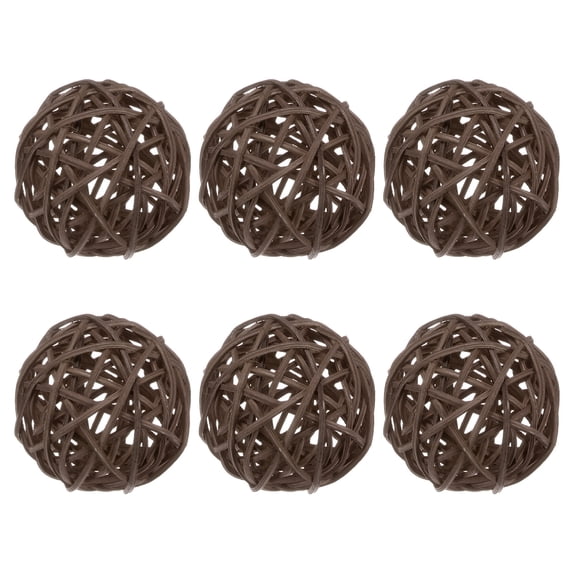 Uxcell 6-Pack Wicker Rattan Balls 80mm/3.2 Inch Decorative Rattan Balls for Christmas Weddings Thanksgiving Brown