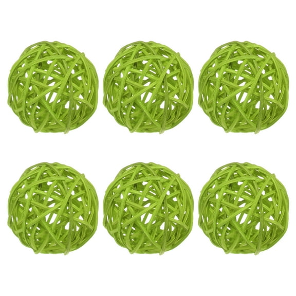 Uxcell 6-Pack Wicker Rattan Balls 80mm/3.2 Inch Decorative Rattan Balls for Christmas Weddings Thanksgiving Green