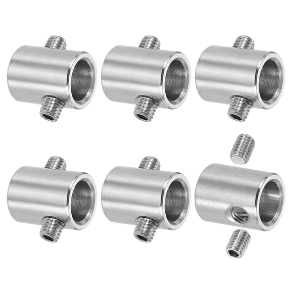 Uxcell 6 Pack Wire Rope Clips, 11mm ID 16mm OD Double Holes Lock Cable Clamps, 304 Stainless Steel Secure Fasteners with M6 Screws for Cable Rigging, Silver