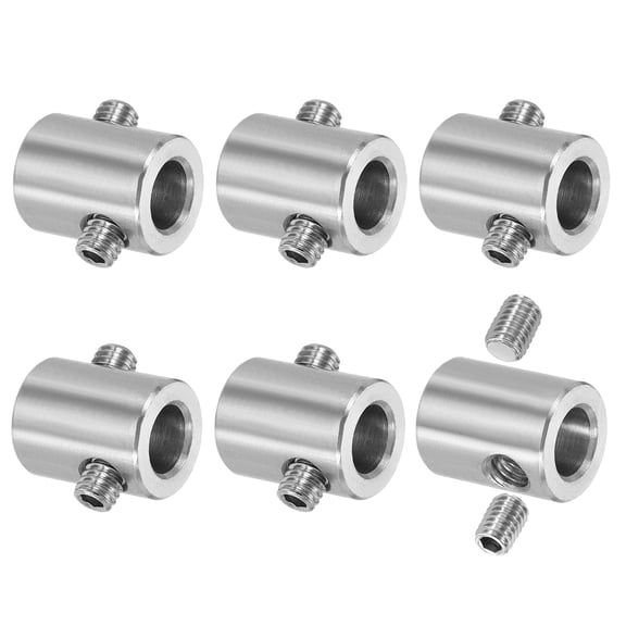 Uxcell 6 Pack Wire Rope Clips, 9mm ID 16mm OD Double Holes Lock Cable Clamps, 304 Stainless Steel Secure Fasteners with M6 Screws for Cable Rigging, Silver