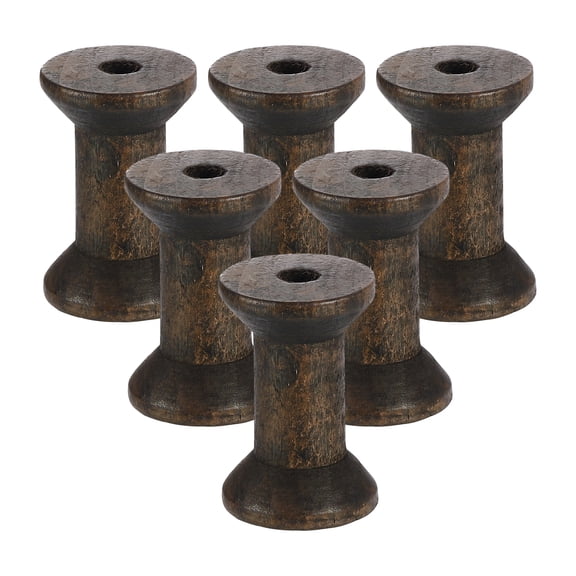 Uxcell 6 Pack Wooden Empty Spool, 1.2" x 2" Unfinished Wooden Spools Wire Weaving Bobbins Empty Thread Spools for Crafts DIY Art Embroidery Sewing Thread Twine, Brown