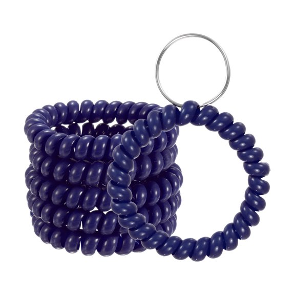 Uxcell 6-Pack Wrist Coil Keychain Wristlet, 2 Inch Plastic Spiral Spring Wristband with Steel Key Ring [Cyan]