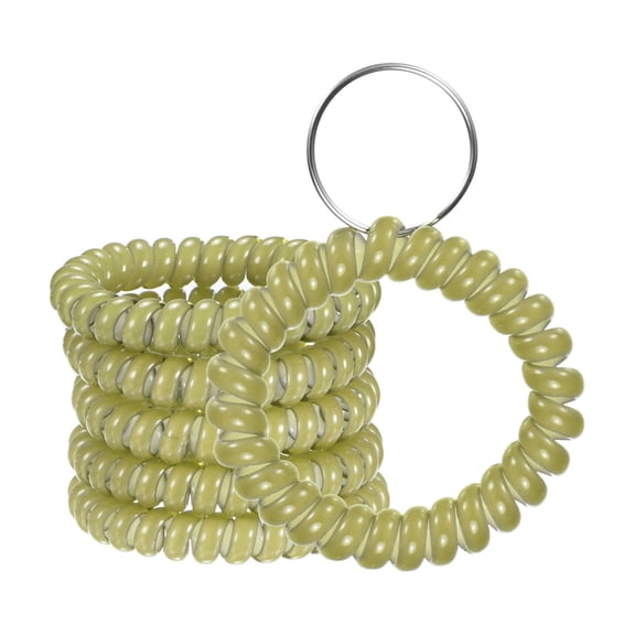 Uxcell 6-Pack Wrist Coil Keychain Wristlet, 2 Inch Plastic Spiral Spring Wristband with Steel Keys Ring [Green]