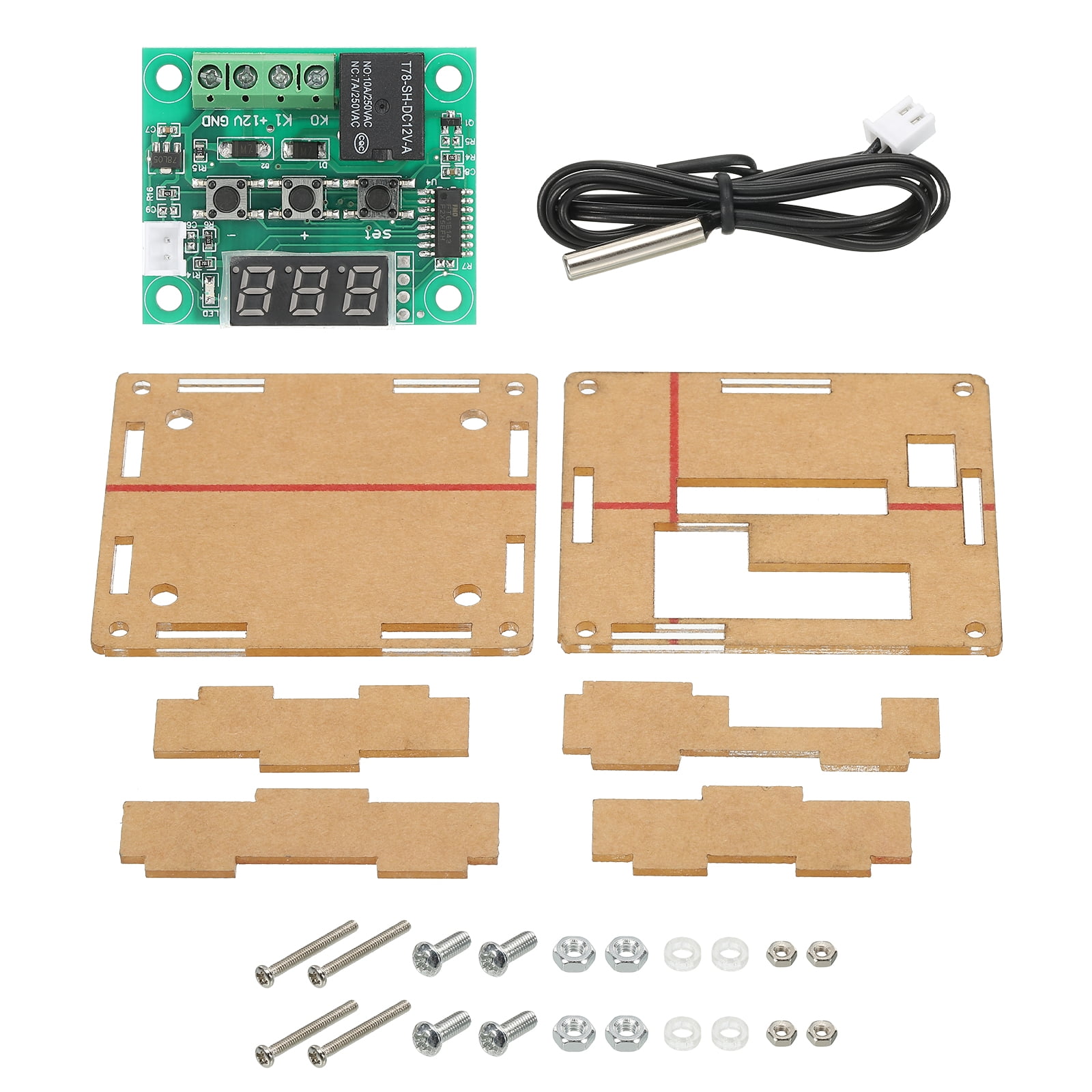 Uxcell 6 Pack XH-W1209 10A DC 12V Digital LED Temperature Controller with Clear Case, Red