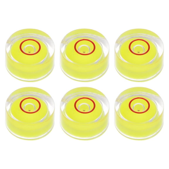 Uxcell 6 Packs Round Bubble Level 12x6mm Mini Circular Bullseye Spirit Levels for Camera Tripod Telescope, Yellow