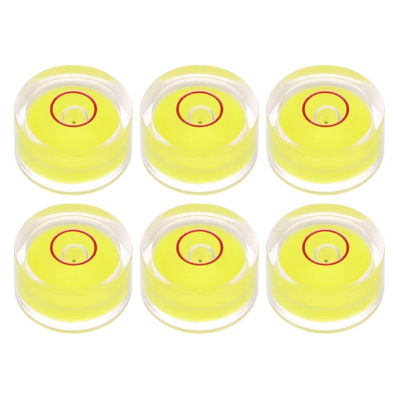 Uxcell 6 Packs Round Bubble Level 15x8mm Mini Circular Bullseye Spirit Levels for Camera Tripod Telescope, Yellow