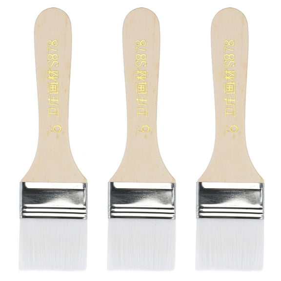 Uxcell 6" Paint Brush 1.6" Width Soft Nylon Bristle with Wood Handle White 3Pcs