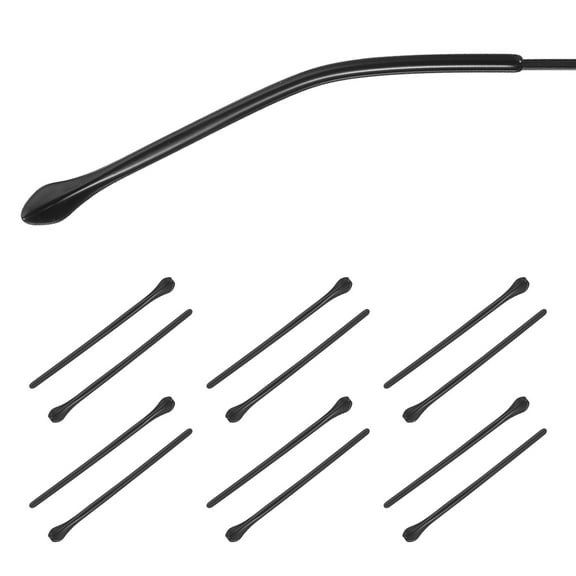 Uxcell 6 Pairs Eye Glass Replacement Temples, Plastic Anti-Slip Eyeglass End Tips Glasses Retainers Fits 1.4mm for Round Thin Metal Eyeglass Sunglasses Temple, Style1 Black