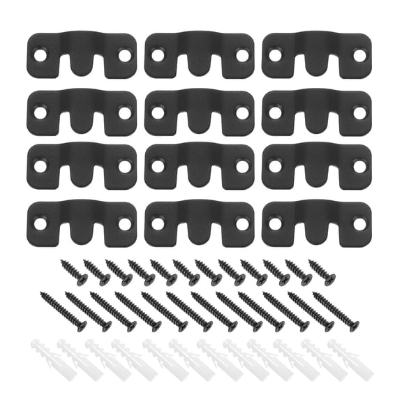 Uxcell 6 Pairs Flush Mount Bracket, 44 x 19mm Heavy Duty Picture Hanger Z Clip Bracket Interlocking Photo Frame Hook with Screw Anchors for Picture Display Art Gallery Wall Mount, Black