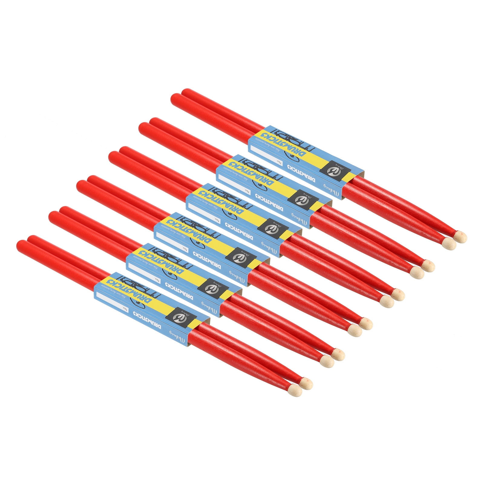 Uxcell 6 Pairs Maple Wood Drumstick Anti Slip Drum Stick 5A Red Drumming Musical Instrument Percussion