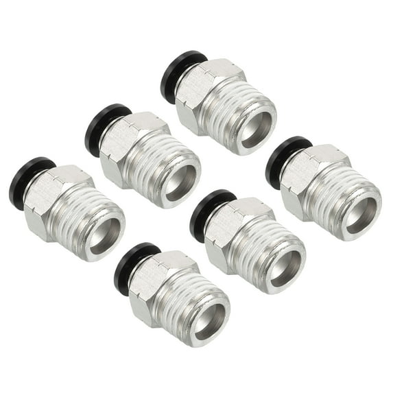 Uxcell 6 Pcs 1/4 Inch OD Tube to 1/4 Inch NPT Male Thread Push to Connect Air Fittings