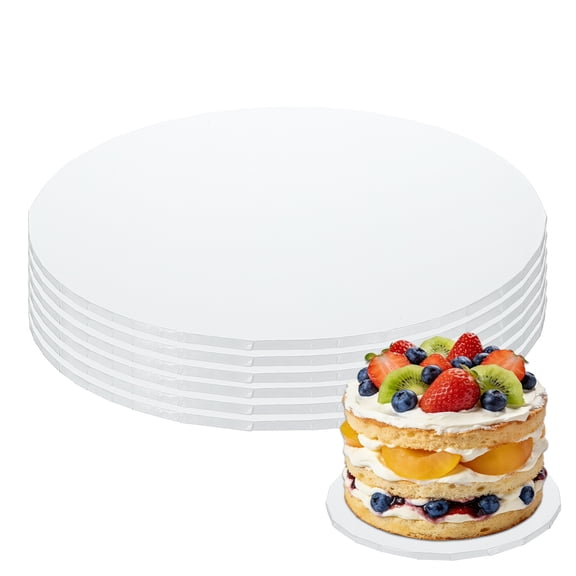 Uxcell 6 Pcs 10 Inch Cake Boards, 1/4" Thick Round Cake Drum Circle Cardboard Base for Wedding Birthdays Party Pizza Desserts Display, White