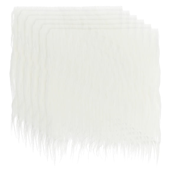 Uxcell 6 Pcs 10 x 10 Inch Plush Faux Fur Fabric Square Fluffy Faux Fur Patches Cuts, White