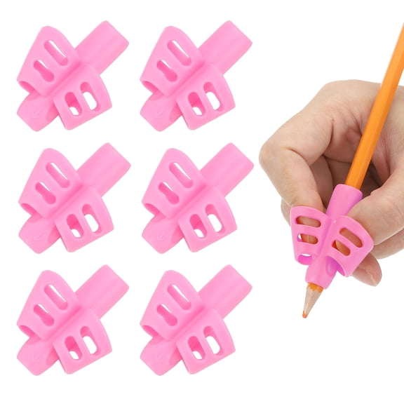 Uxcell 6 Pcs 2 Fingers Handwriting Pencil Grippers, Pink