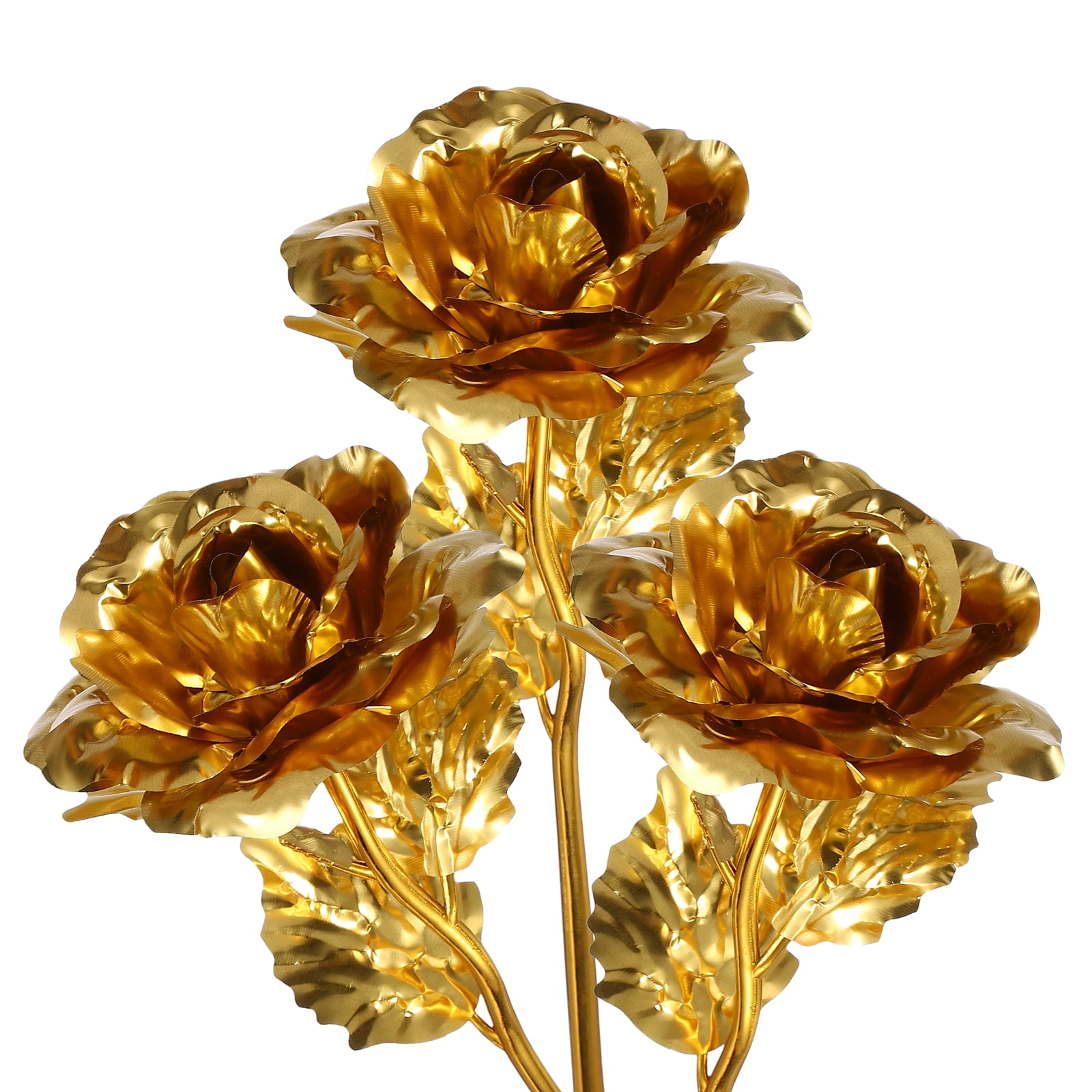 Uxcell 6 Pcs 24K Colorful Gold Rose, Artificial Roses Flowers Eternal ...