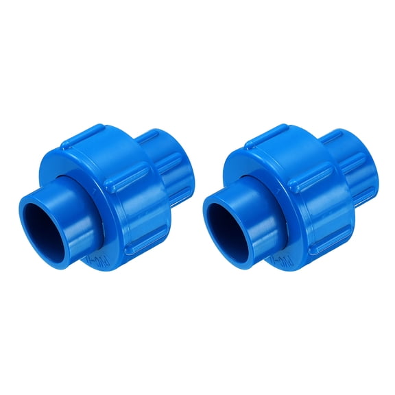 Uxcell 2Pcs 1/2" Union Coupling Pipe Fitting (Socket x Socket) Slip Union Coupling Adapter Schedule 40, EPDM O-Ring, Blue