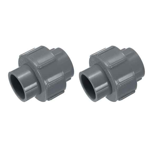 Uxcell 2Pcs 3/4" Union Coupling Pipe Fitting (Socket x Socket) Slip Union Coupling Adapter Schedule 40, EPDM O-Ring, Grey