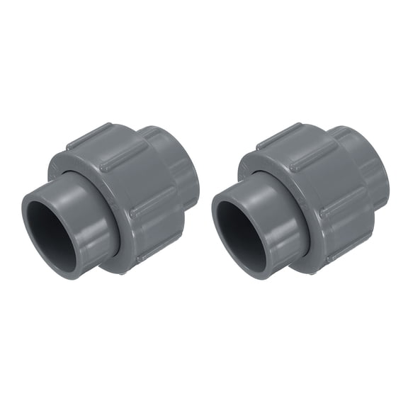 Uxcell 2Pcs 1" Union Coupling Pipe Fitting (Socket x Socket) Slip Union Coupling Adapter Schedule 40, EPDM O-Ring, Grey