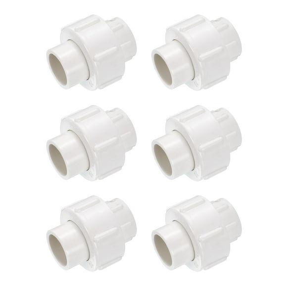 Uxcell 6Pcs 1/2" Union Coupling Pipe Fitting (Socket x Socket) Slip Union Coupling Adapter Schedule 40, EPDM O-Ring, White